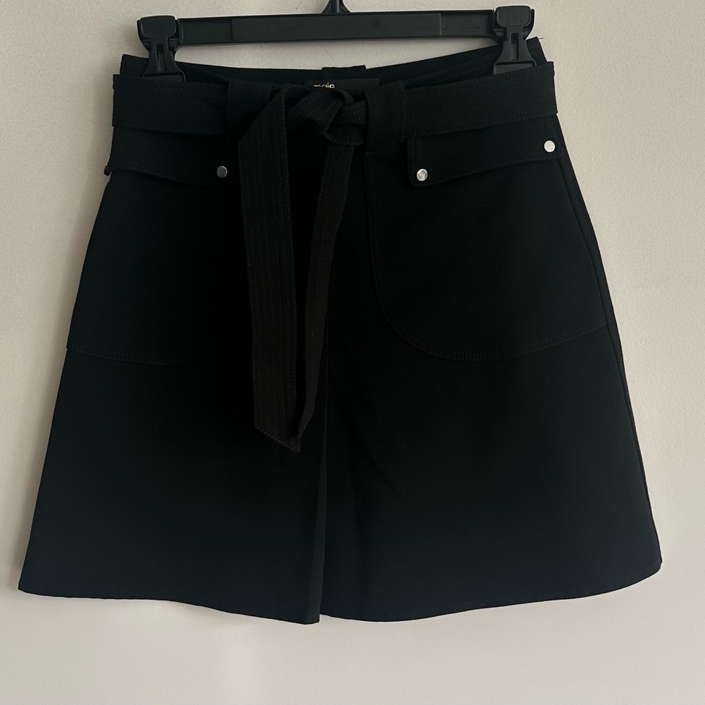 Maje Black Tie Skirt